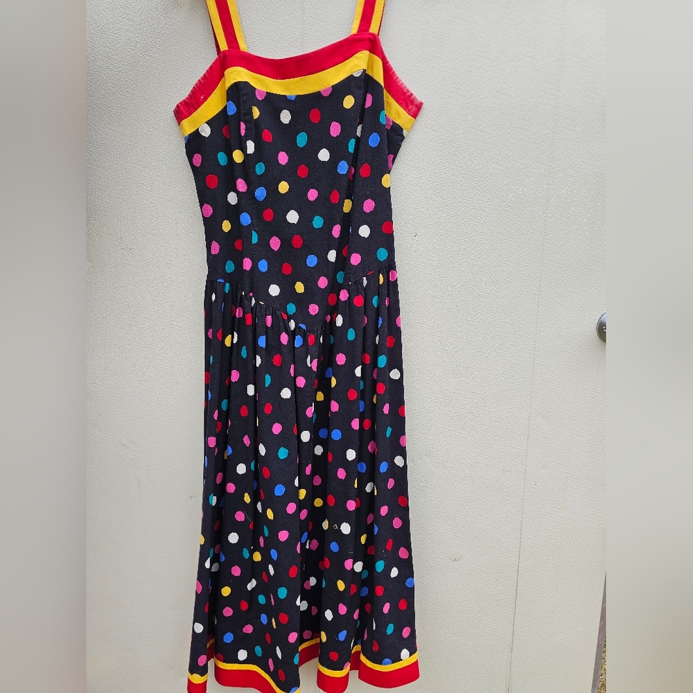 Red, Yellow and Blue Size 16 Polka Dot Dress